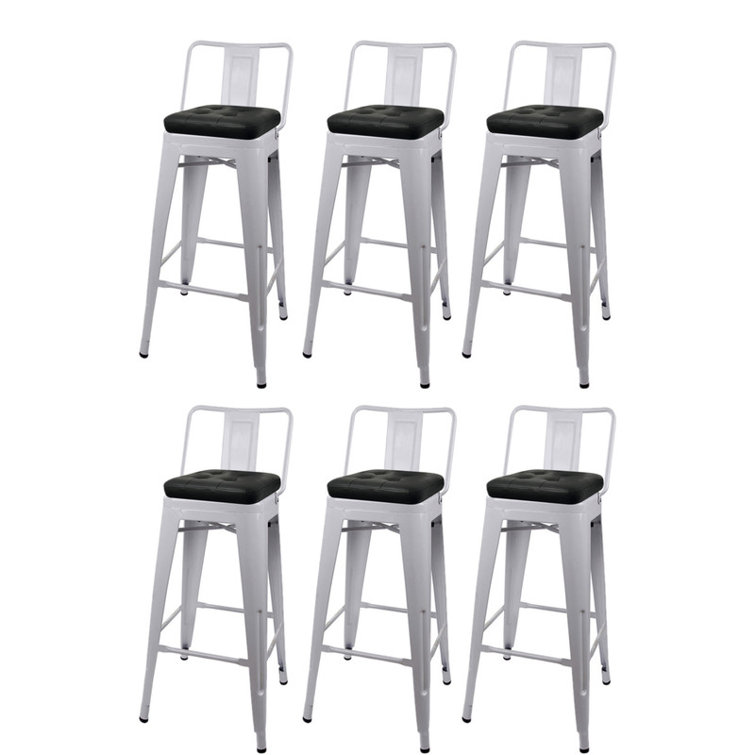 17 Stories 30Inch Black PU Seat Metal Bar Stool, set of 6 Wayfair